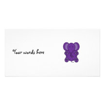 Cute purple elephant custom photo card
