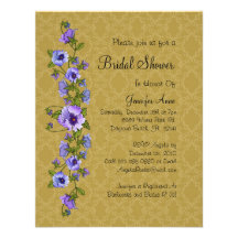 Cute Purple Floral Bridal Shower Invite