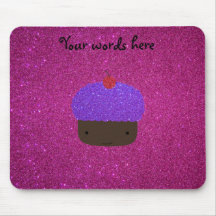 Cute purple glitter cupcake pink glitter mouse mats