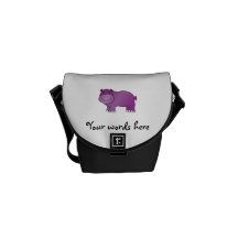 Cute purple hippo messenger bag