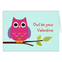 Cute purple owl be your valentine adorable cards