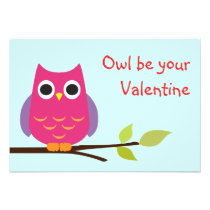 Cute purple owl classroom valentine exchange kids invitations