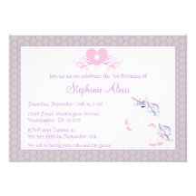 Cute purple unicorn pony birthday party invitation