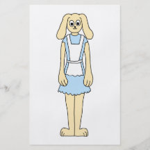 Cute rabbit in a blue dress. full color flyer
