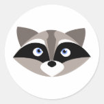 Cute Racoon Face Round Sticker
