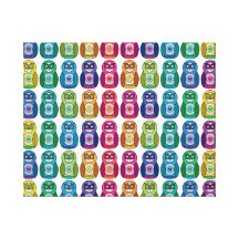 Cute Rainbow Matryoshka Owl Gallery Wrap Canvas