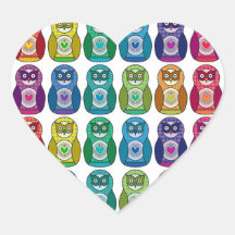 Cute Rainbow Matryoshka Owl Sticker