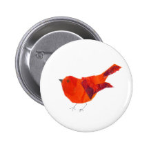 Cute Red Bird Pinback Buttons