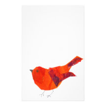 Cute Red Bird Stationery Design