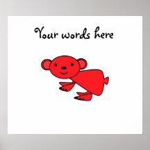 Cute red koala print