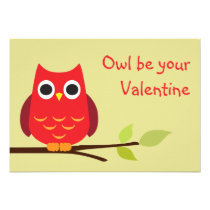 Cute red owl classroom valentine exchange for kids invitations