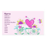 Cute Retro Hearts Flowers Butterflies Business Card Template