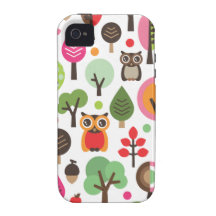 Cute retro owl and trees pattern iphone case case for the iPhone 4