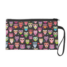 Cute retro owl bird pattern wristlet