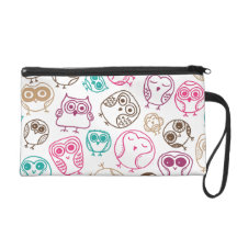 Cute retro owl bird pattern wristlet