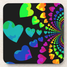 Cute retro rainbow hearts drink coaster