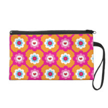 Cute retro romantic flower pattern wristlet