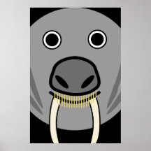 Cute Round Cartoon Walrus Face Poster