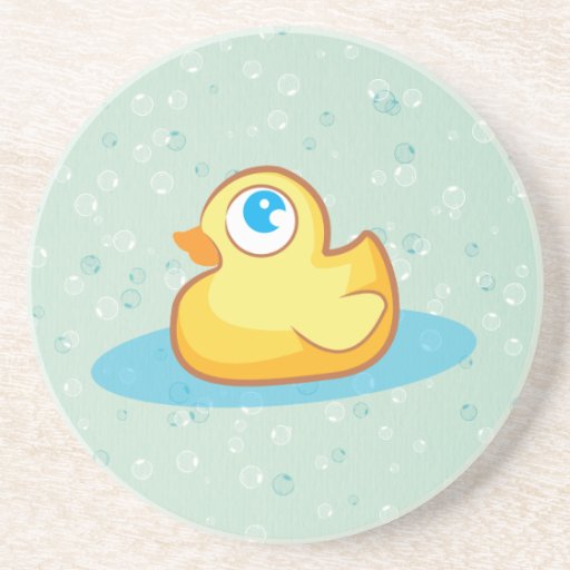 Cute rubber duck with bubbles coaster