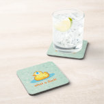 Cute rubber duck with bubbles cork coaster