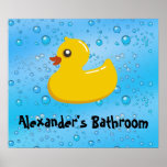 Cute Rubber Ducky/Blue Bubbles posters