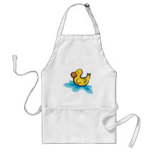 cute rubber ducky in tub aprons