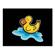 cute rubber ducky in tub postcards