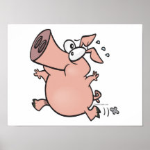 cute running pig cartoon character print