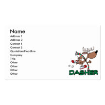 cute running reindeer DASHER cartoon Business Cards
