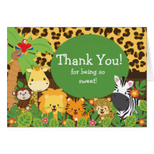 Cute Safari Animals Thank You Note Card