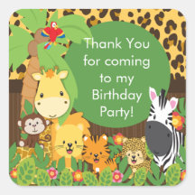 Cute Safari Jungle Birthday Party Sticker