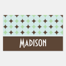 Cute Sage Green & Brown Rectangular Stickers