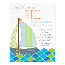 Cute Sailboat Birthday Invitation - Boy