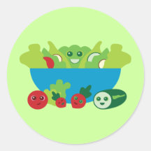 Cute Salad Round Stickers