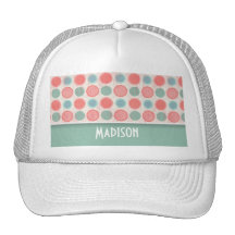 Cute Salmon, Coral Pink, & Seafoam Polka Dots Hats