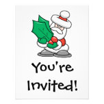 Cute Santa with Holly Leaves Custom Invitations