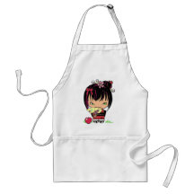 Cute Scary Miao - gothic kokeshi doll Apron