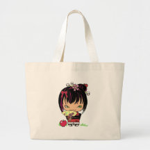 Cute Scary Miao - gothic kokeshi doll Tote Bags