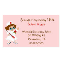 Cute School Nurse Business Card