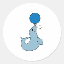 cute seal with ball round sticker