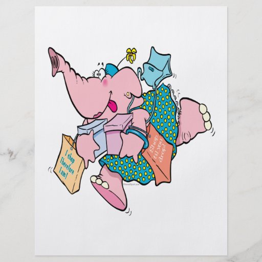cute shopaholic shopping elephant flyer