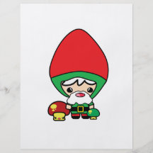 cute silly kawaii garden gnome and mushrooms flyer design