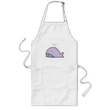 cute silly lavender whale aprons