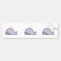 cute silly lavender whale bumper stickers