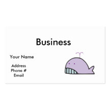 cute silly lavender whale business card