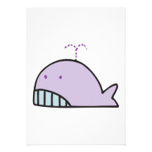 cute silly lavender whale invite