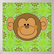 Cute Silly Monkey Face Posters
