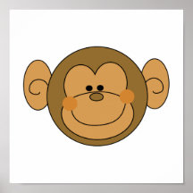 Cute Silly Monkey Face Print