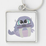 cute silly purple walrus vector character keychains