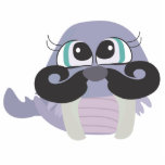 cute silly walrus cartoon with moustache cut outs